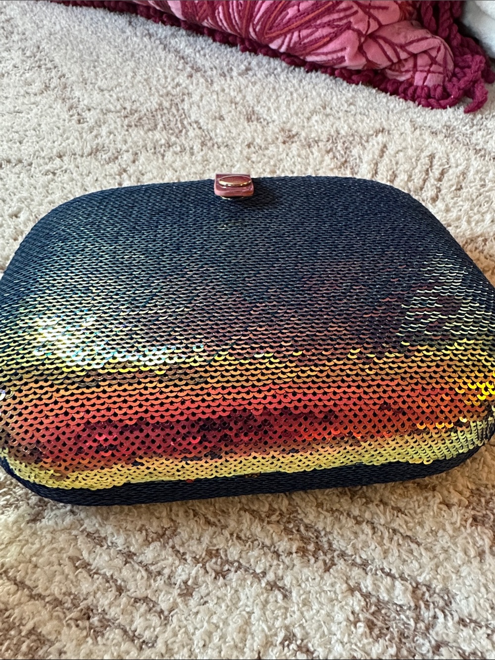 Iridescent Rainbow Sequin Evening Bag Color Shift Clutch - Picture 15 of 16